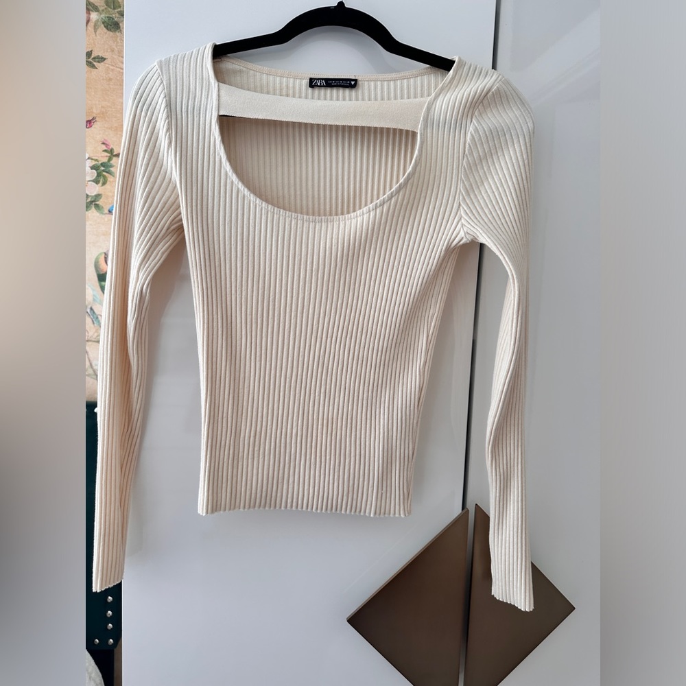 Zara ribbed long sleeve shirt top